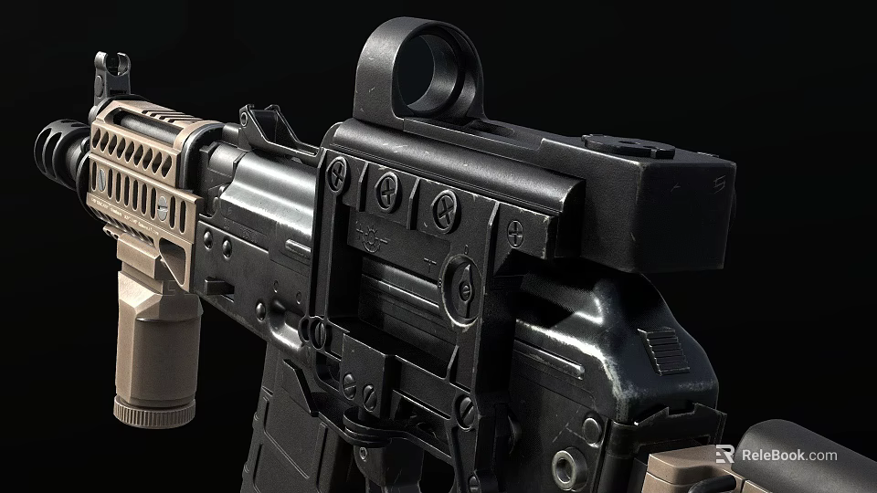 Tactical Rifle With Black And Brown Finish Featuring Scope And Detailed Mechanical Parts 3d model 
