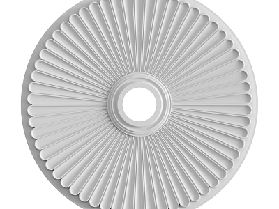 White Circular Decorative Ceiling Medallion With Radial Patterns And Central Hole 3d model