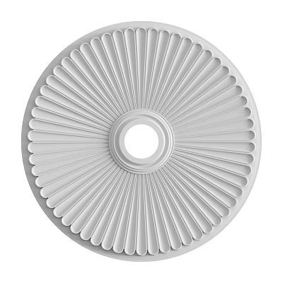 White Circular Decorative Ceiling Medallion With Radial Patterns And Central Hole 3d model