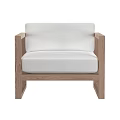 Modern Wooden Frame Leisure Chair With White Cushion Armrest And Simple Design