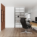 Study bookcase desk and chair 3d model