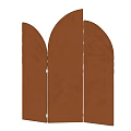Brown Velvet Folding Screen With Arched Panels For Room Divider Decor