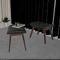 Modern Upholstered Stools With Gray Cushions And Wooden Legs In Living Room
