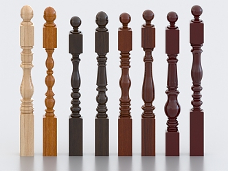 Handrail Post Railing Handrail Wooden Handrail 3d model