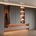 Stylish Modern Shoe Cabinet With Gray Finish LED Lighting And Display Shelves