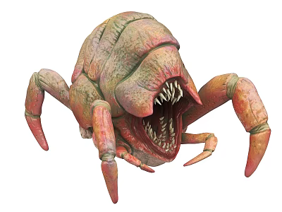 Monstrous Crab Like Creature With Large Mouth Sharp Teeth And Reddish Brown Exoskeleton 3d model