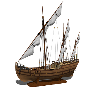 Modern boat solid wood sailboat 3d model