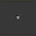 Metal Bucket With Wooden Tray Holding Jar And Small Items As Household Items