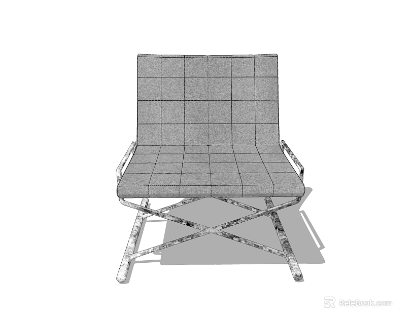 Modern Single Sofa with Geometric Metal Frame Grid Pattern Seat and Backrest Design 3d model 