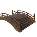 Traditional Wooden Landscape Bridge With Railing And Wooden Planks Structure
