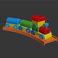 Electric Toy Train With Colorful Building Blocks On Orange Track For Kids Play