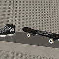 Modern Skateboard Skateboard Shoes Combination 3d model