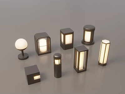 Modern Outdoor Lights With Various Styles For Garden And Patio Illumination 3d model