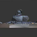 Decorative Miniature Rock Fountain Model With Colorful Decorations And Transparent Base