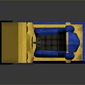Blue And Yellow Gaming Computer Chair With Control Panel And Joystick