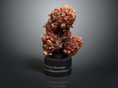 Natural Stone And Wooden Base Exhibit In Slovenia Museum Collection 3d model