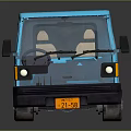 Blue Mini Truck Model with Open Bed and Compact Body Design 3d model