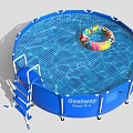 Bestway Steel Pro Blue Round Swimming Pool With Ladder And Inflatable Ring