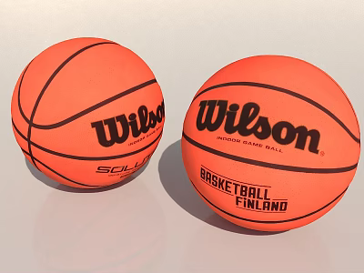 Orange Wilson Official Basketballs With BASKETBALL FINLAND And SOL Game Labels 3d model