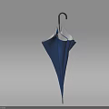 Blue Umbrella With Crooked Handle Open Design For Daily Use 3d model
