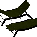 Green Outdoor Lounge Chair With Metal Frame And Comfortable Fabric Seat