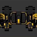 Yellow And Black Robot Warrior Character With Mechanical Armor Standing Pose