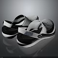 Comfortable White Perforated Casual Clogs With Black Sole And Breathable Design 3d model
