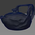 Black Glossy Teapot with Unique Modern Design and Smooth Curved Handle