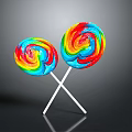 Delightful Colorful Swirled Lollipops With Vibrant Hues Crossed On Dark Background