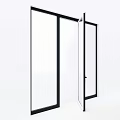 Modern Floor to Ceiling Windows with Black Frame Open Door and Clear Glass