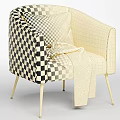 Gray Accent Chair with Navy Pillow Gray Throw Blanket and Metal Legs Three Colors Options