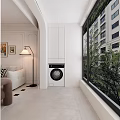 Modern Living And Dining Room Interior With Sofa Floor Lamp And Tree High Rise View
