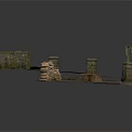 Rustic Stone Bridge With Decorative Pillars Green Accents And Stone Paved Ground
