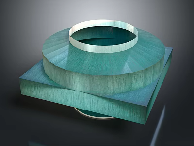Modern Multi Layered Turquoise Equipment With Circular Top And Square Base Structure 3d model