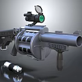 Powerful Rocket Launcher With Green Scope And Ammunition For Combat Use 3d model