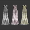 Strapless Sequined Dresses With Zigzag Pattern In Silver Pink Gold Colors