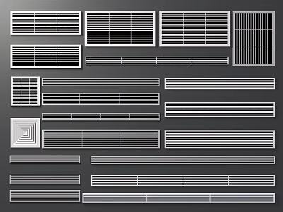 Various Modern Air Conditioner Vents with Different Grille Designs and Styles 3d model