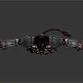 Fantasy Horned Demon Warrior In Battle Armor Holding Sword With Tail Standing Pose