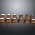 Decorative Brown Candles In Various Sizes Arranged For Home Decoration