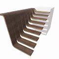 Modern Wooden Staircase Design with Curved Floating Steps and Open Structure 3d model