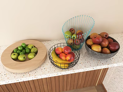 Modern Fruit Fruit Plate Ornaments Fruit Plate Green Jujube Nectarine Apple Banana 3d model