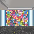 Colorful Letters And Numbers Decorative Background Wall Creative Design For Interior 3d model