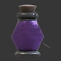 Medical Device Purple Hexagonal Jar With Wooden Lid Silver Band And Tag