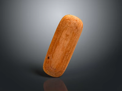 Natural Wooden Household Item With Long Rectangular Shape Smooth Surface And Wood Grain 3d model