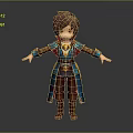 Cartoon Style Game Movie Character With Brown Hair Blue Coat Red Cape And Arms Outstretched