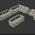 Modern White Casual Sofa Set With Multiple Sectional Pieces And Comfortable Seating Design 3d model