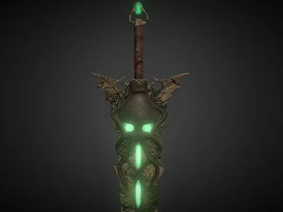 Game Movie Character Wielding Glowing Green Magic Sword With Intricate Hilt And Luminous Accents 3d model