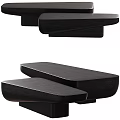 Modern Black Layered Solid Wood Coffee Tables For Contemporary Minimalist Home Living Room Decor
