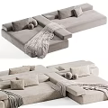 Modern Sofa Set With Soft Pillows Cozy Blanket And Neutral Tones