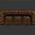 Classic Brown Tufted Chesterfield Sofa With Rolled Arms And Three Seats